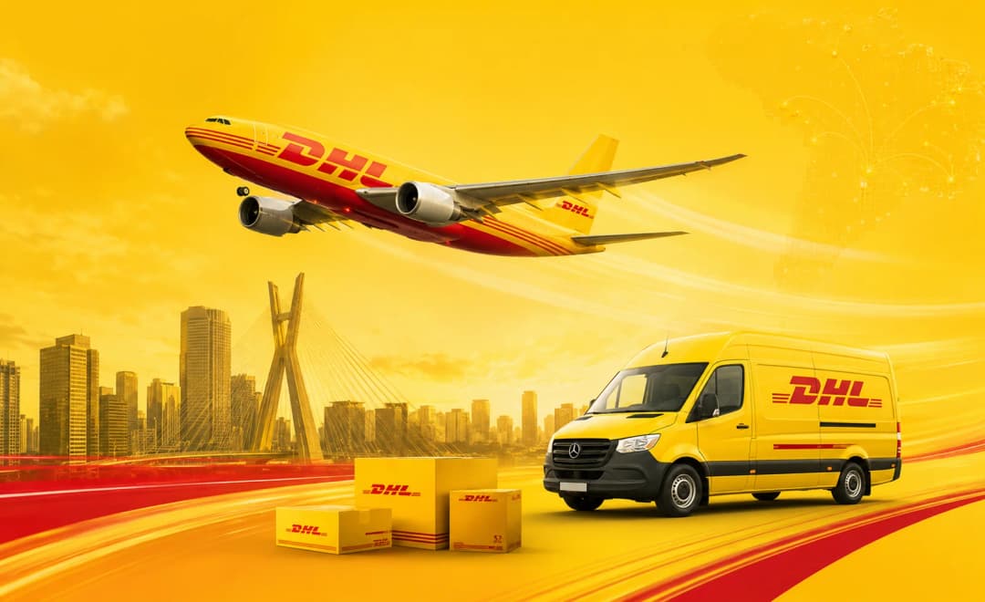 Marca DHL em case da Agência Mint