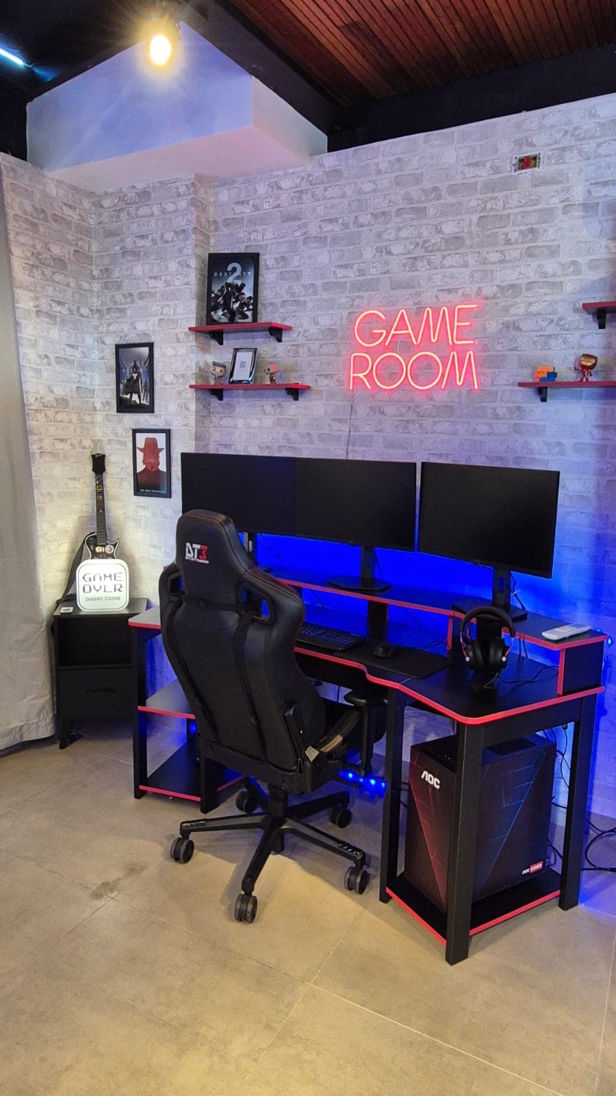 Game room dos Estúdios Mint para conteúdo de tecnologia e entretenimento